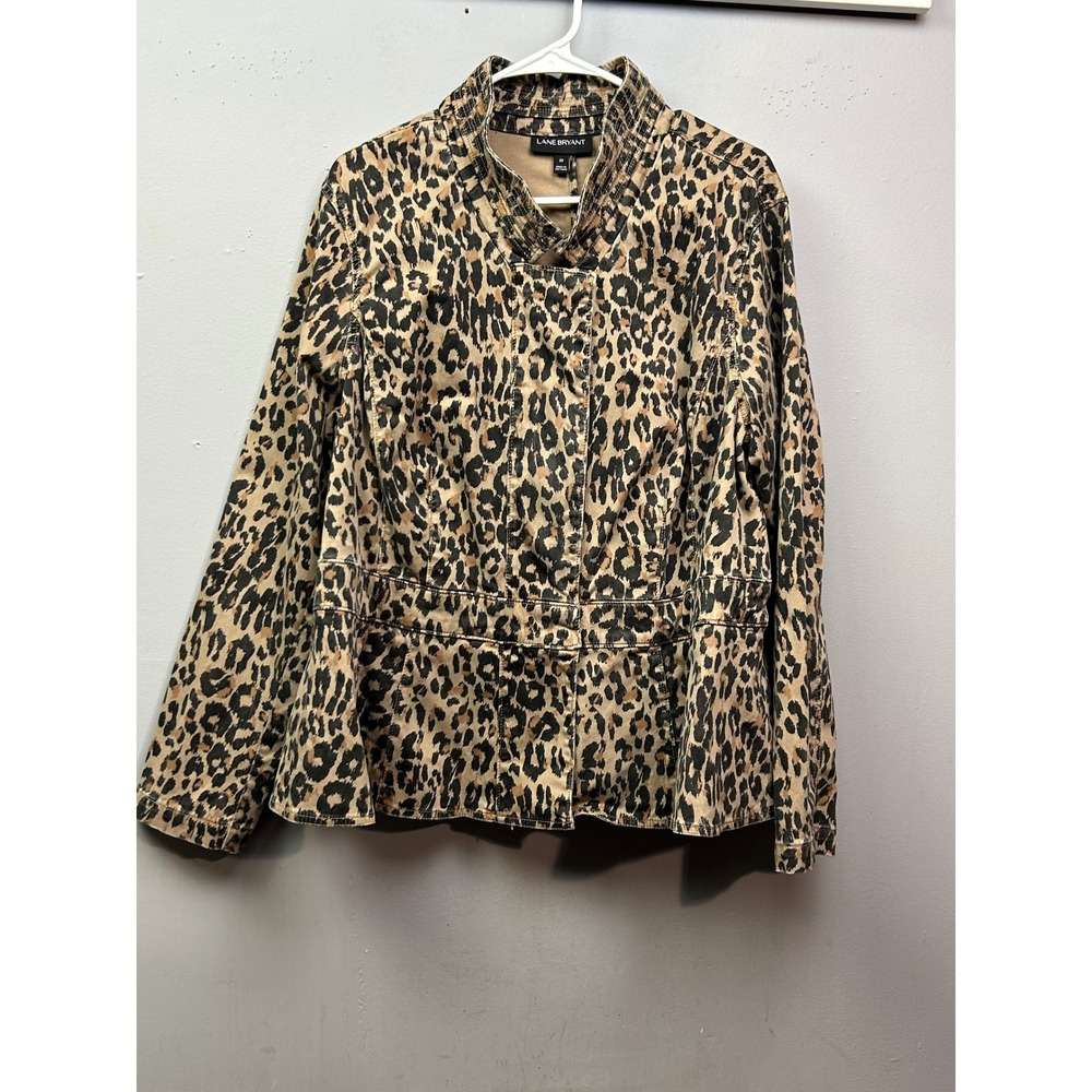 Lane Bryant Animal‎ Print Jacket Womens Size 22 Collared Button Up Brown Cheetah